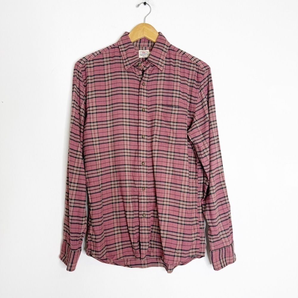 Faherty Mens Long Sleeve Plaid Button-Up Shirt Size Small Soft Stretch Pink